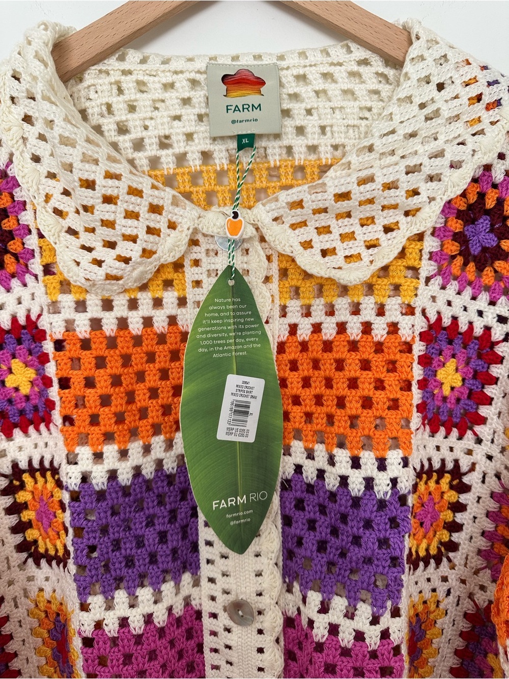New Farm Rio Crochet Knit Granny Cardigan sz XL - Picture 13 of 15